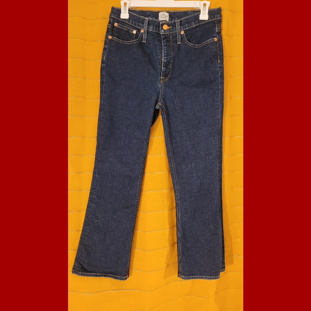 J. CREW Women's Billie Demi Boot Crop Jeans Size 29 Dark Wash AJ855 High Rise